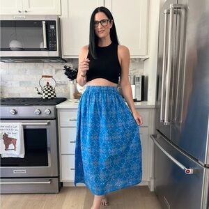 Sheridan French Paloma Blue Eyelet Midi Skirt in Capri